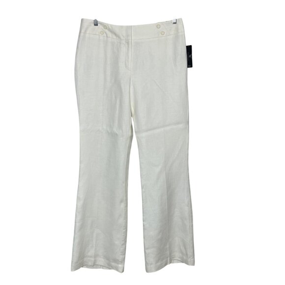 Worthington Linen Pants Trousers Womens 12T Tall White Wide-Leg - Picture 1 of 12